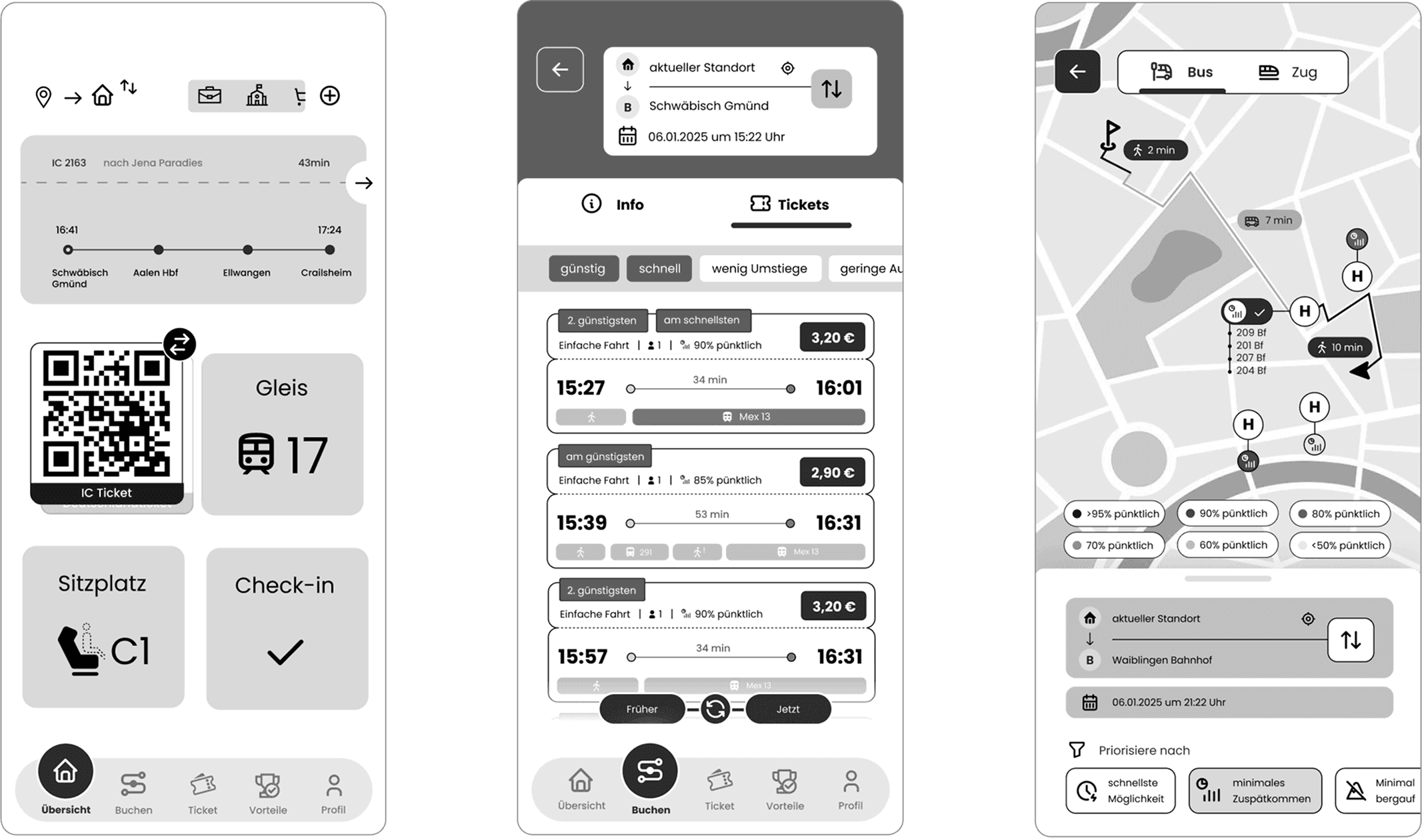 Travel and route wireframes